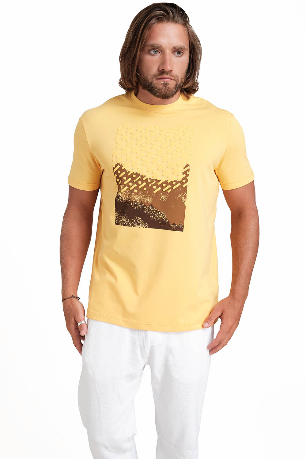 Front Puff & Rubber Print Solid Lycra Jersey T-shirt