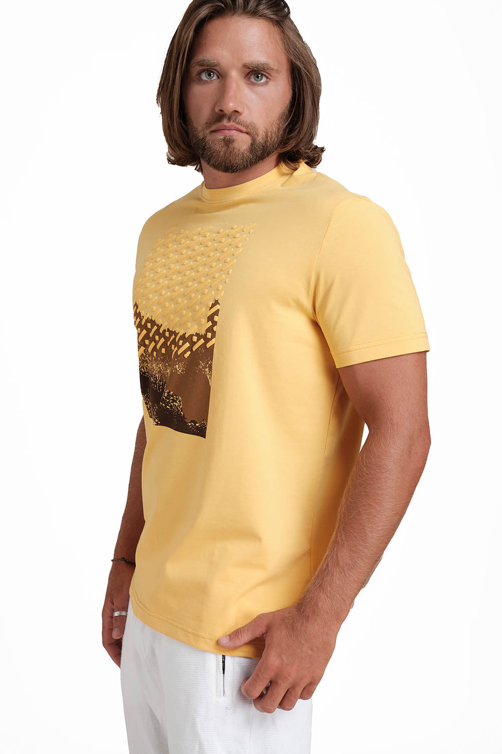 Front Puff & Rubber Print Solid Lycra Jersey T-shirt