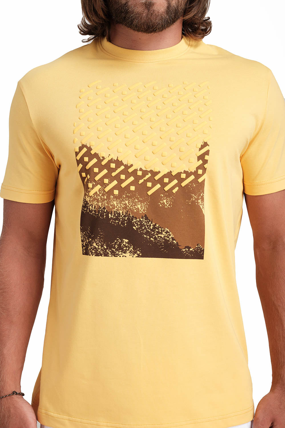 Front Puff & Rubber Print Solid Lycra Jersey T-shirt