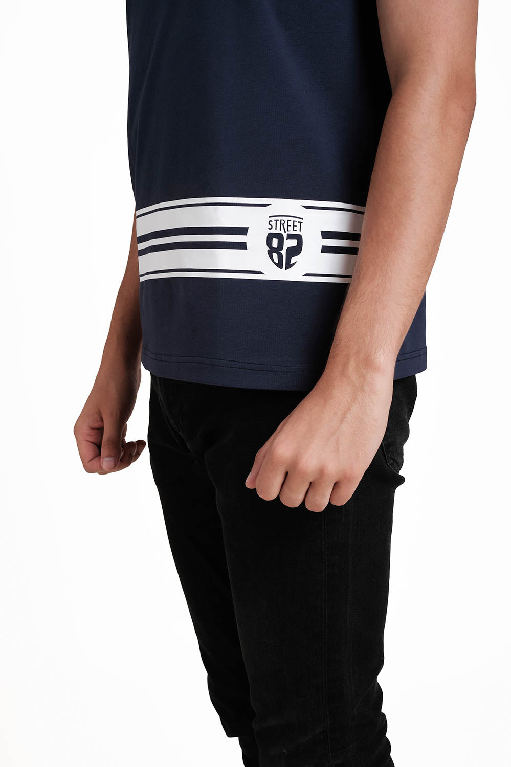 SOLID LYCRA JERSEY T-shirt, Front bottom Rubber Print.