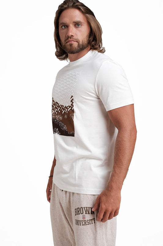 Front Puff & Rubber Print Solid Lycra Jersey T-shirt