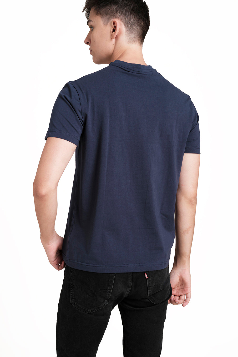 Front High Build Print, solid single lycra T-shirt.