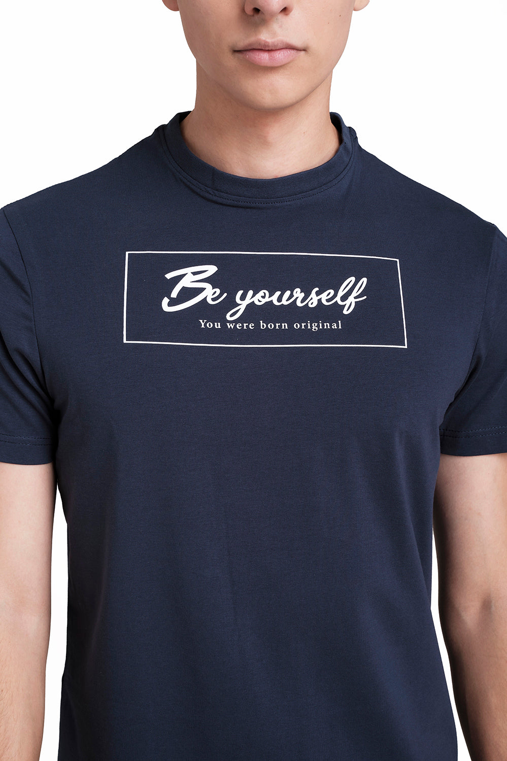 Front High Build Print, solid single lycra T-shirt.