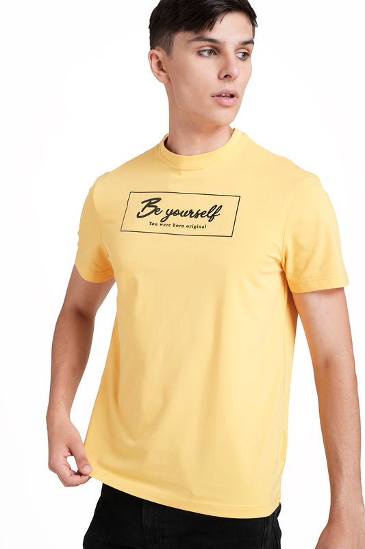 Front High Build Print, solid single lycra T-shirt.