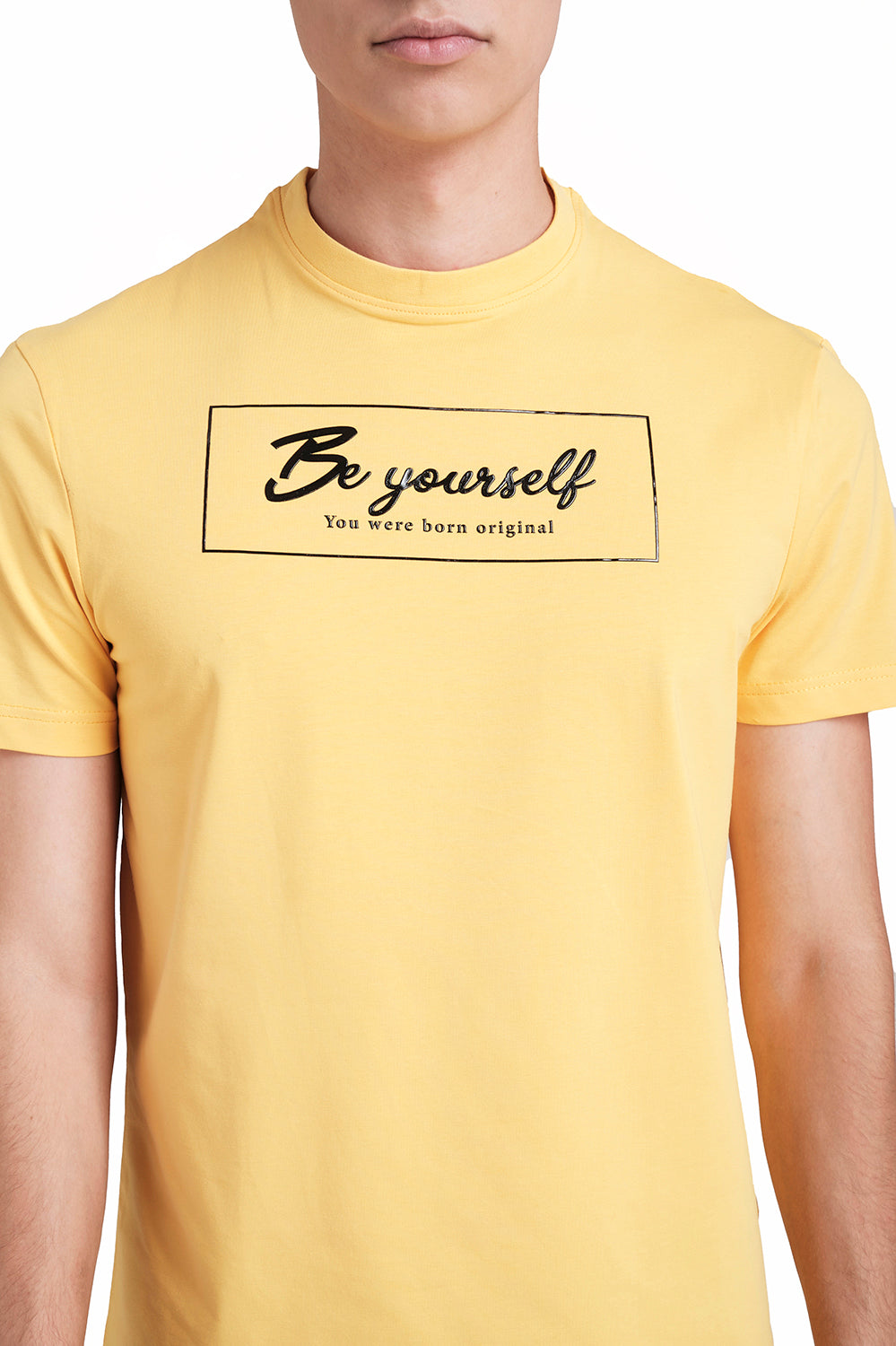Front High Build Print, solid single lycra T-shirt.