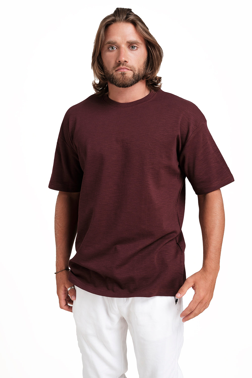 OVERSIZE - Plain, solid rib fabric, Comfort fit T-shirt.