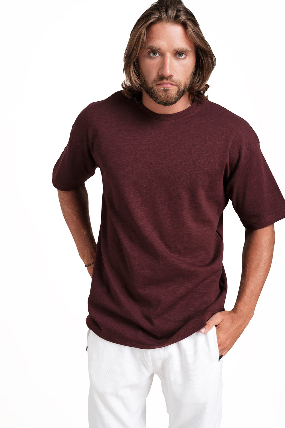 OVERSIZE - Plain, solid rib fabric, Comfort fit T-shirt.