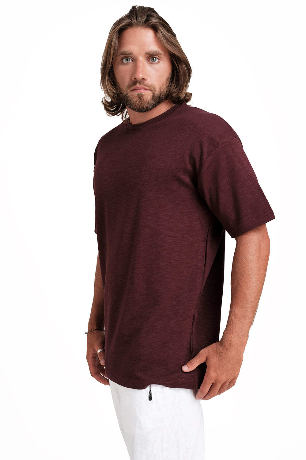 OVERSIZE - Plain, solid rib fabric, Comfort fit T-shirt.