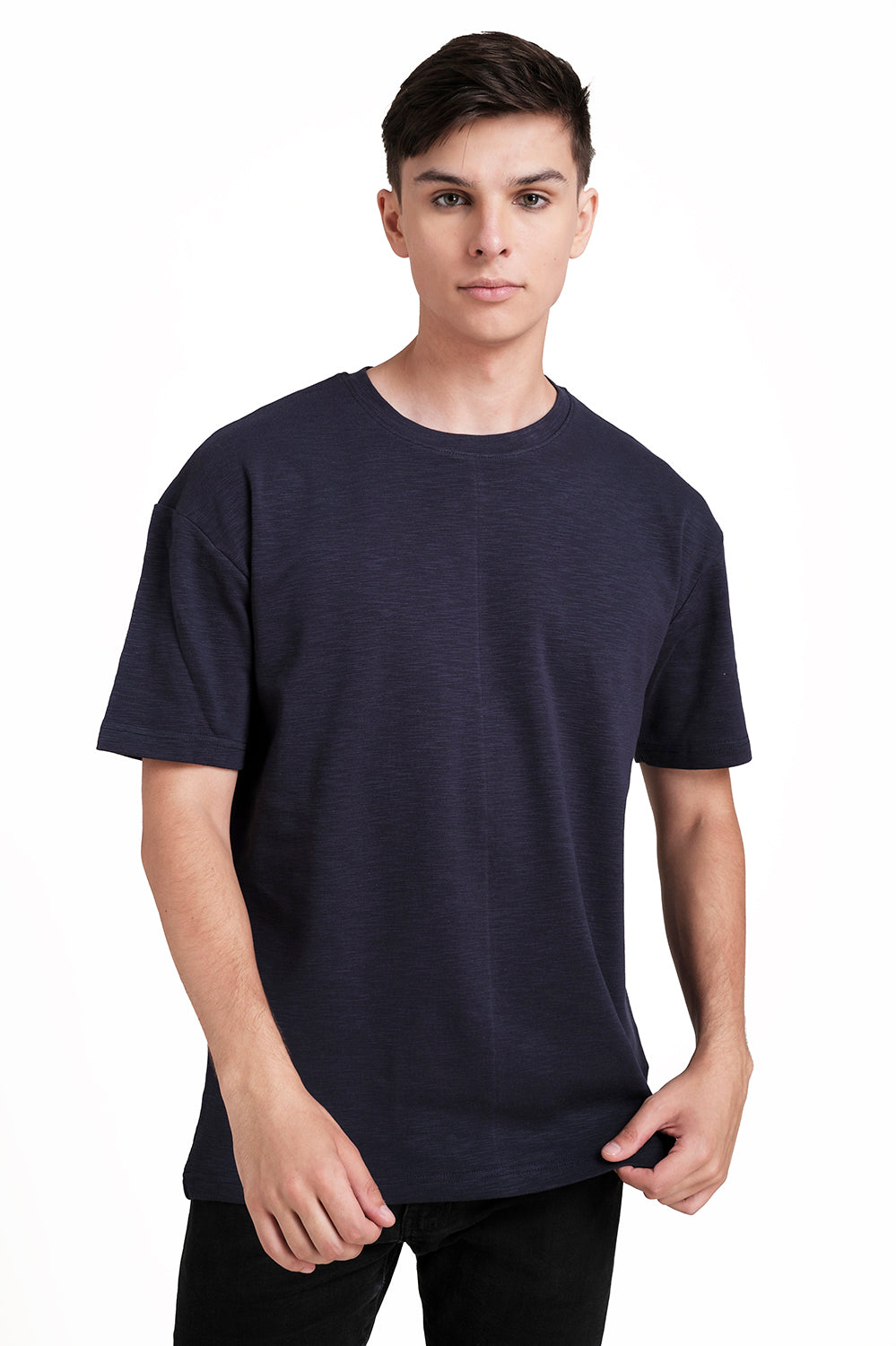 OVERSIZE - Plain, solid rib fabric, Comfort fit T-shirt.