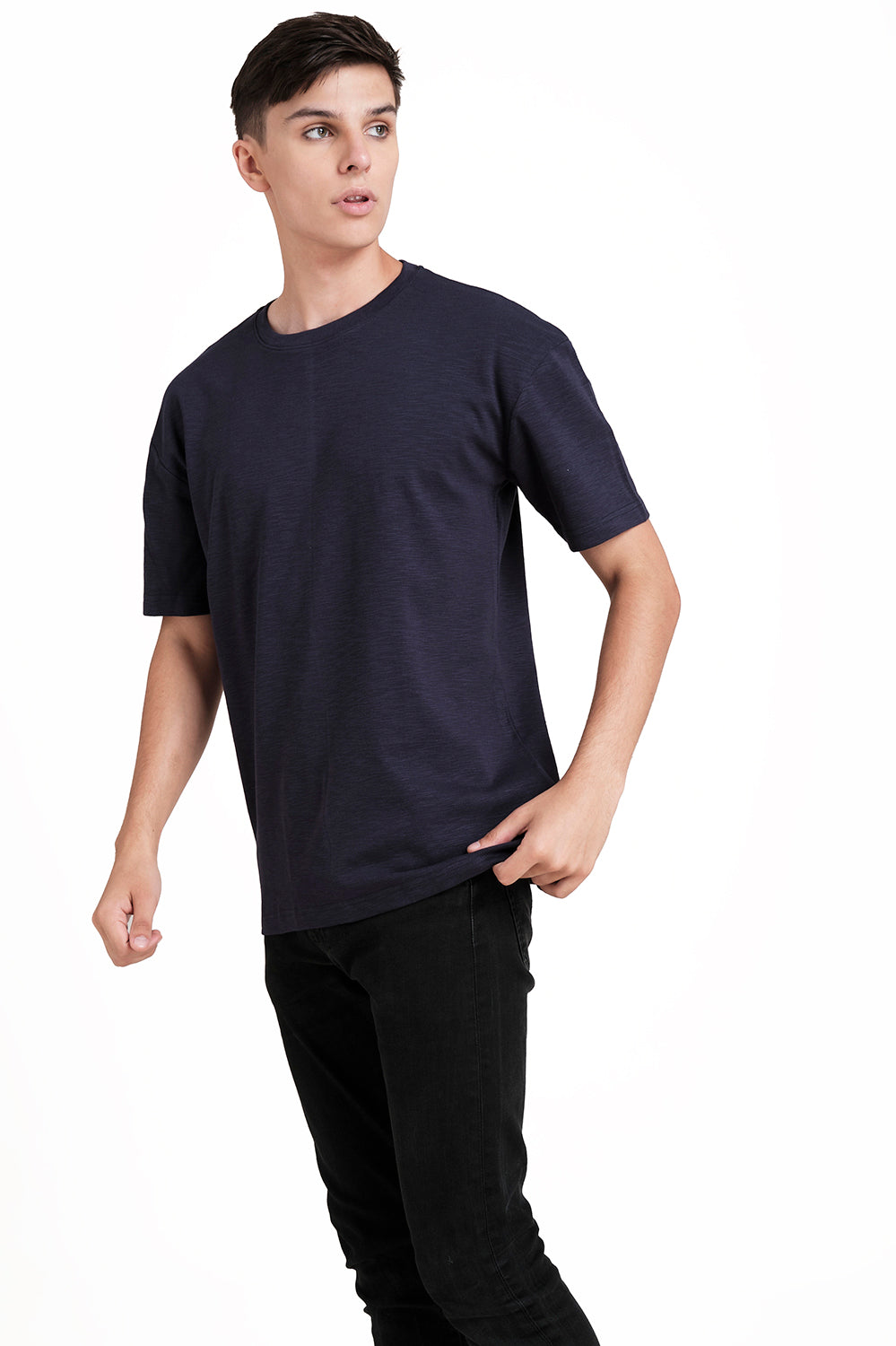 OVERSIZE - Plain, solid rib fabric, Comfort fit T-shirt.