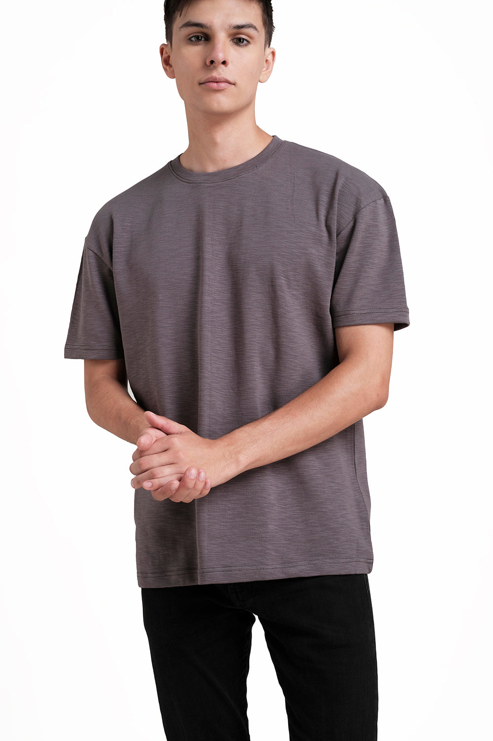 OVERSIZE - Plain, solid rib fabric, Comfort fit T-shirt.