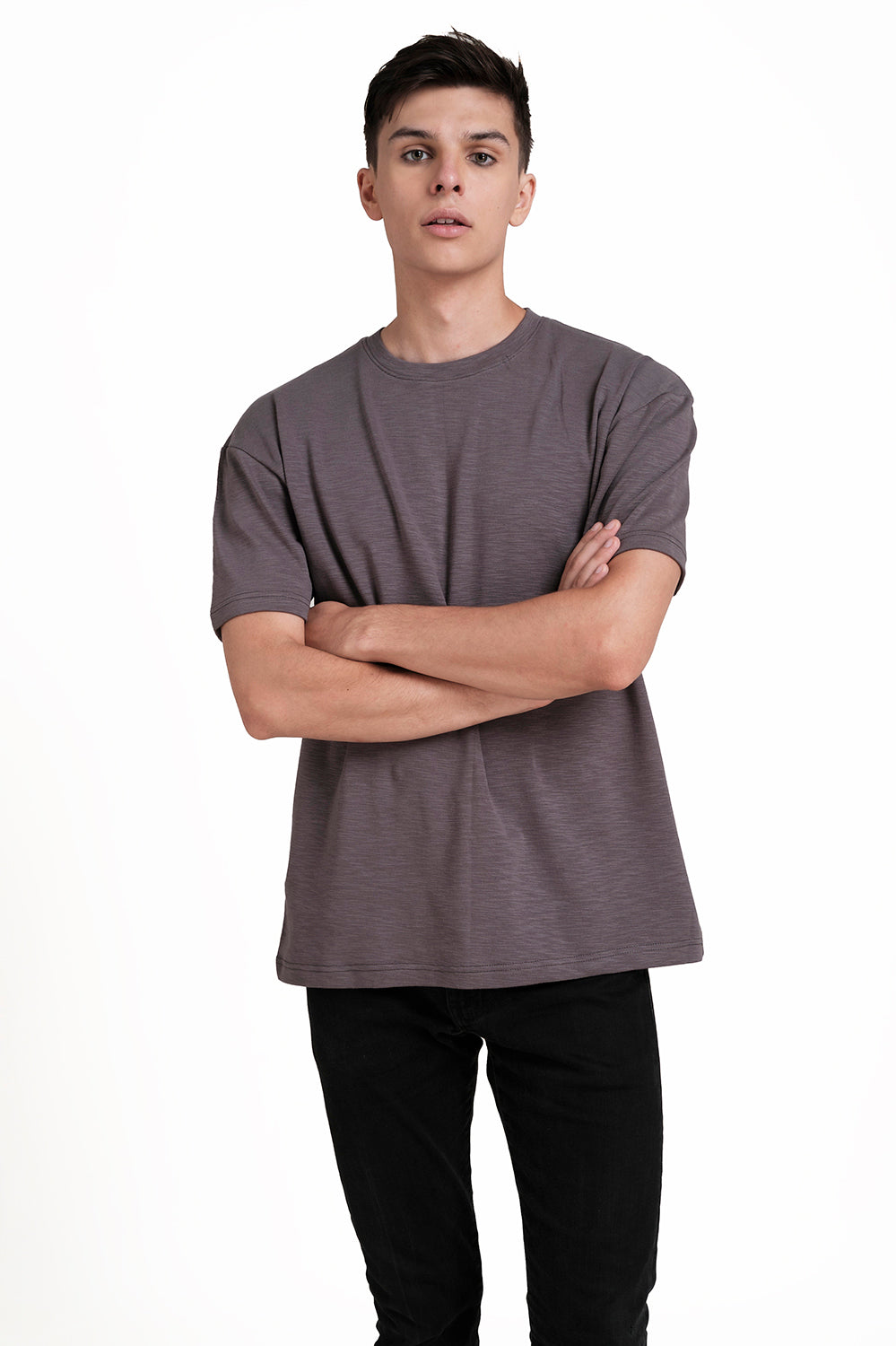 OVERSIZE - Plain, solid rib fabric, Comfort fit T-shirt.