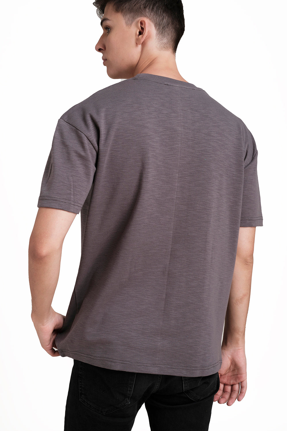 OVERSIZE - Plain, solid rib fabric, Comfort fit T-shirt.