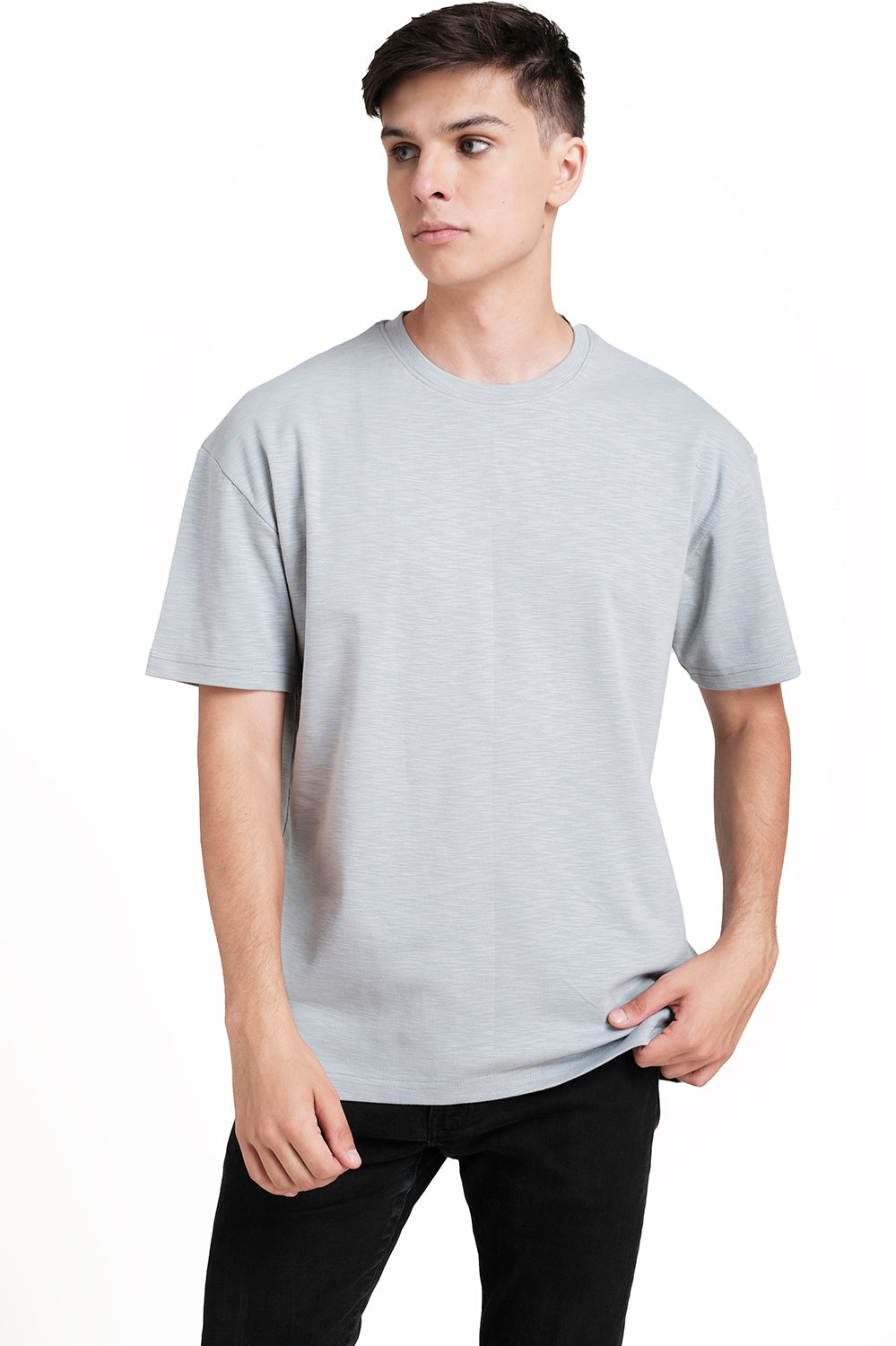 OVERSIZE - Plain, solid rib fabric, Comfort fit T-shirt.