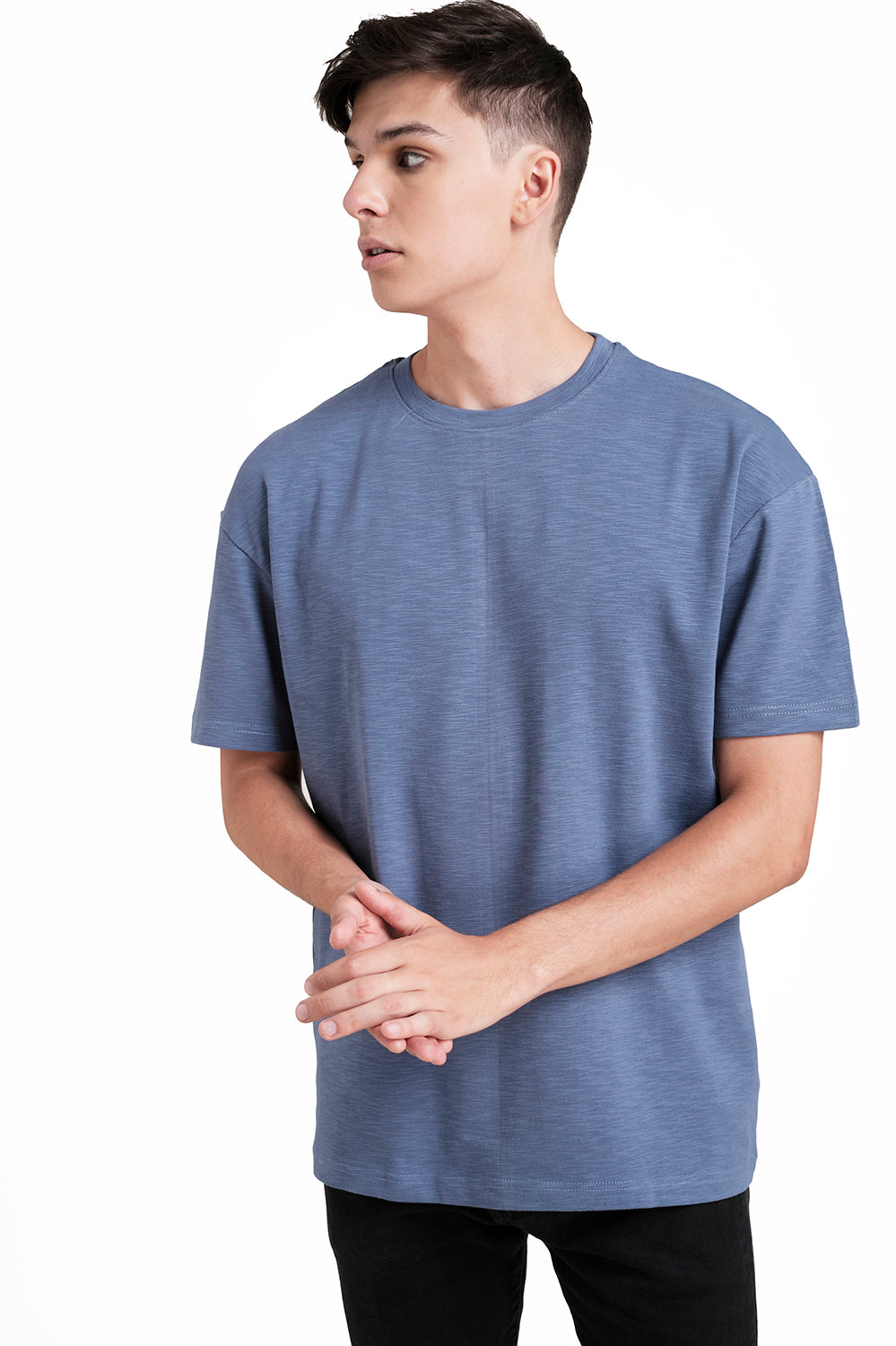 OVERSIZE - Plain, solid rib fabric, Comfort fit T-shirt.