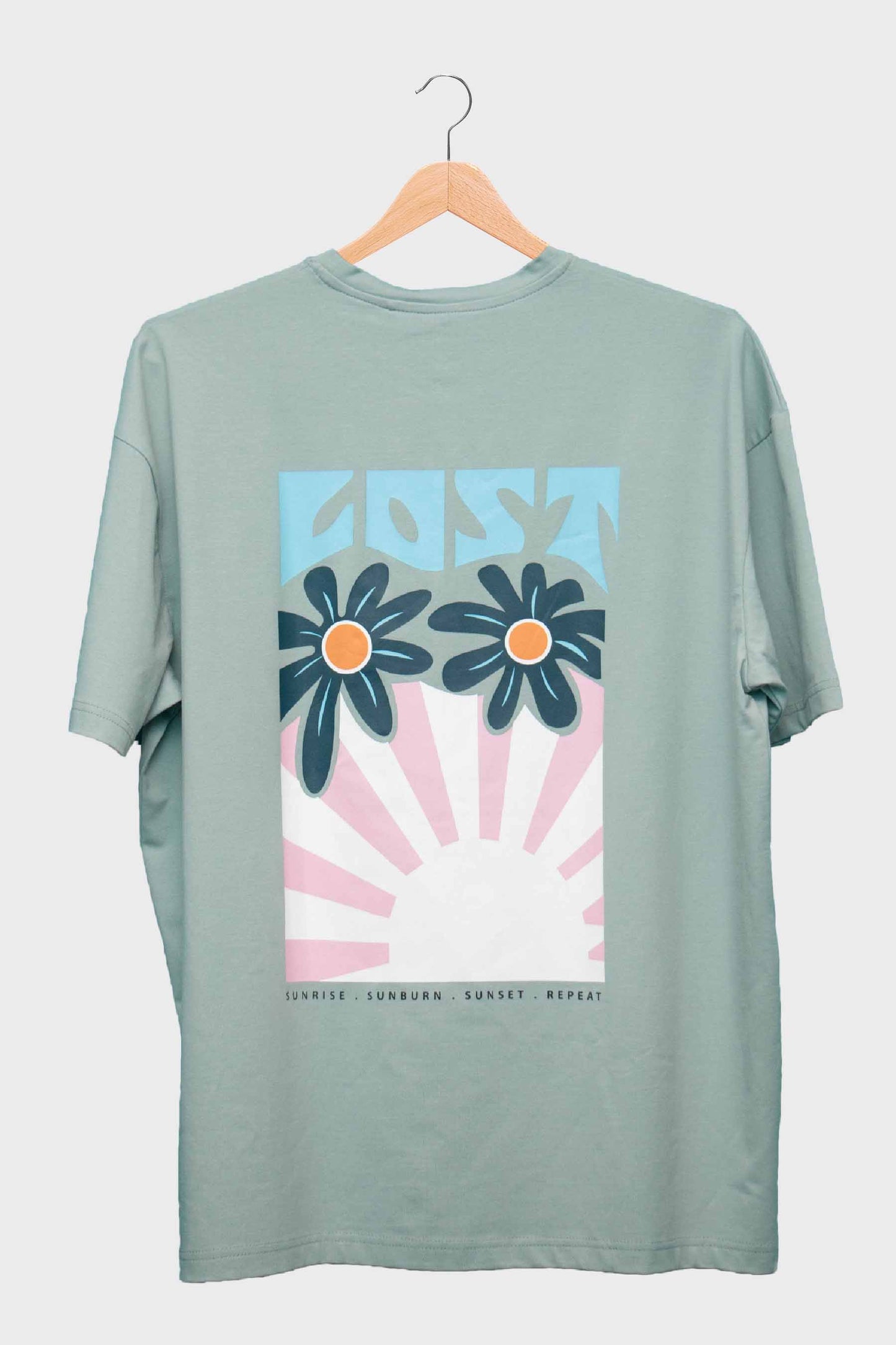 LOST in the sunset back print, Solid Lycra Jersey Oversize T-shirt