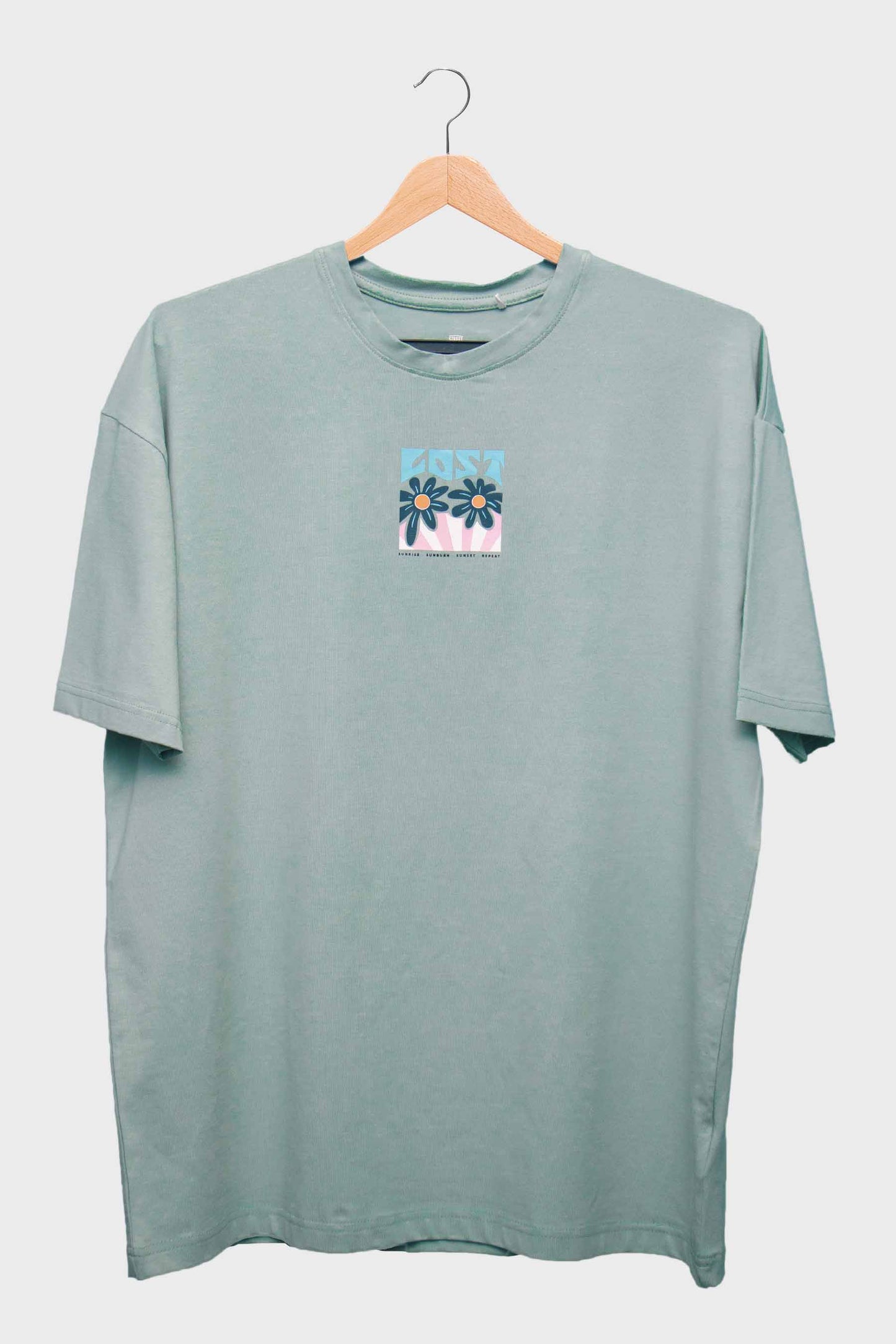 LOST in the sunset back print, Solid Lycra Jersey Oversize T-shirt