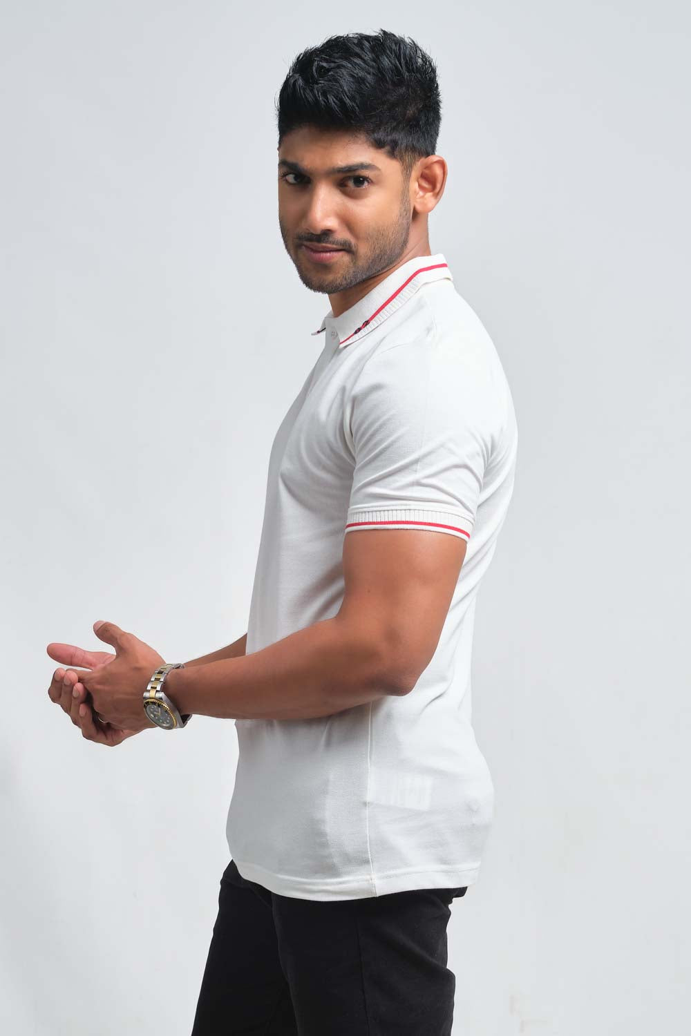 Luxury plain premium cotton with 82 knitted collar, Slim fit polo T-shirt