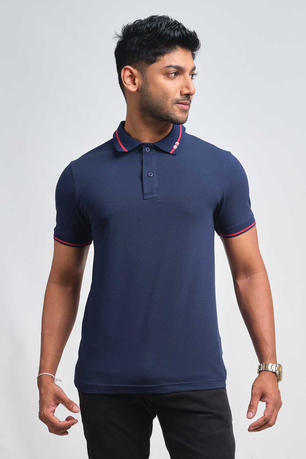 Luxury plain premium cotton with 82 knitted collar, Slim fit polo T-shirt