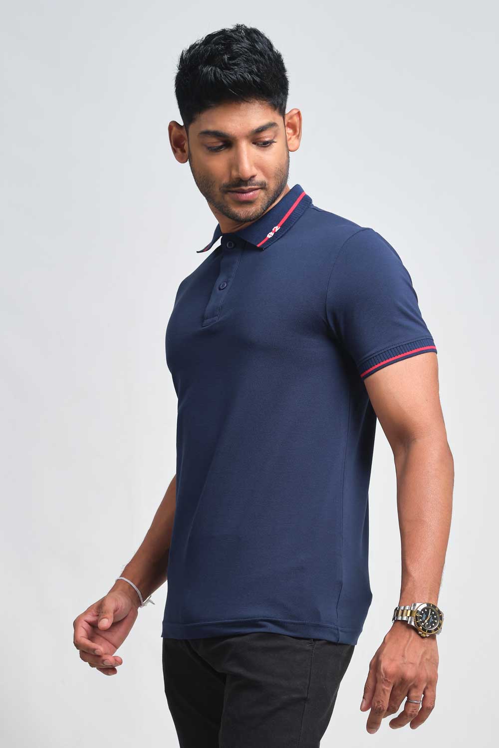 Luxury plain premium cotton with 82 knitted collar, Slim fit polo T-shirt