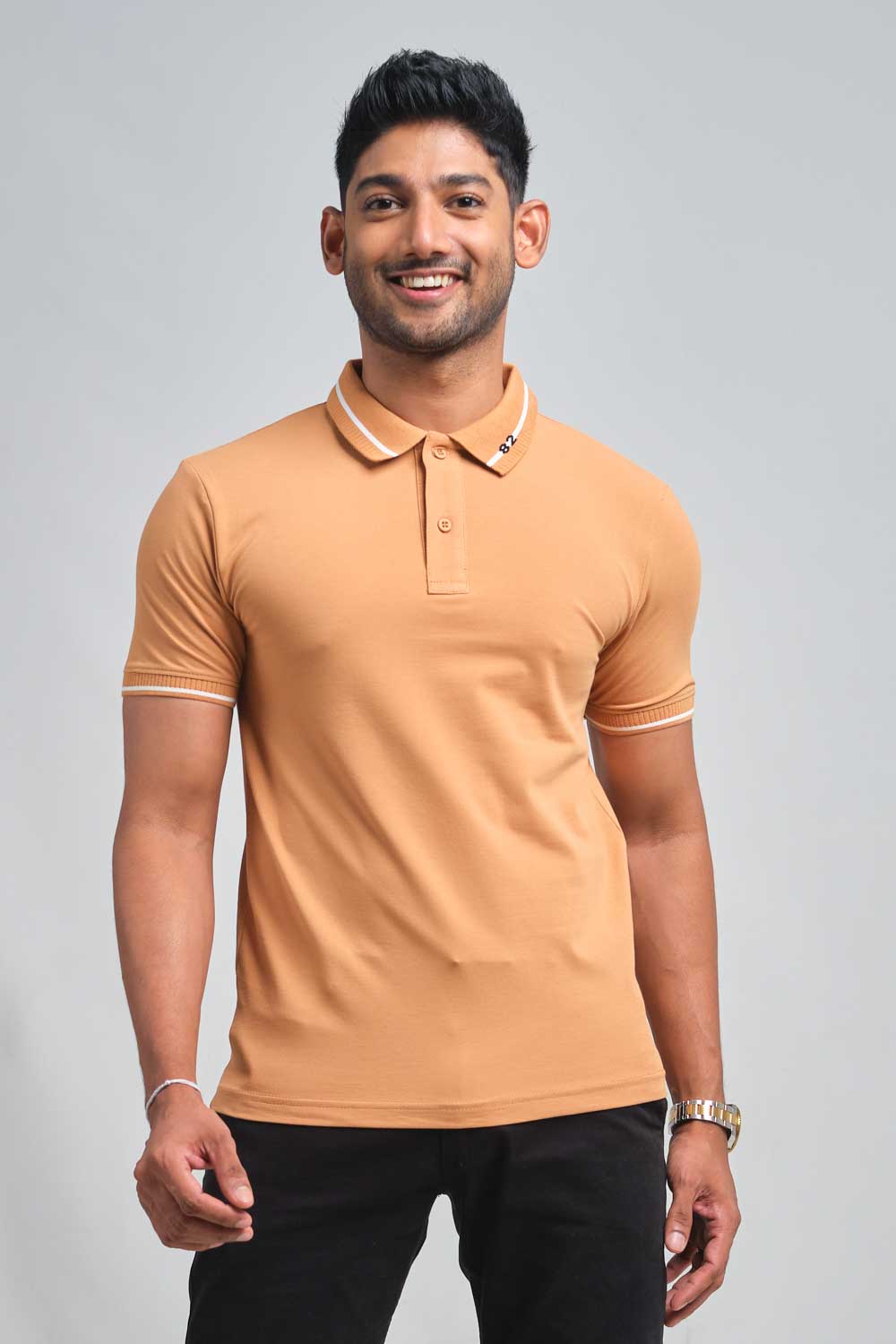 Luxury plain premium cotton with 82 knitted collar, Slim fit polo T-shirt