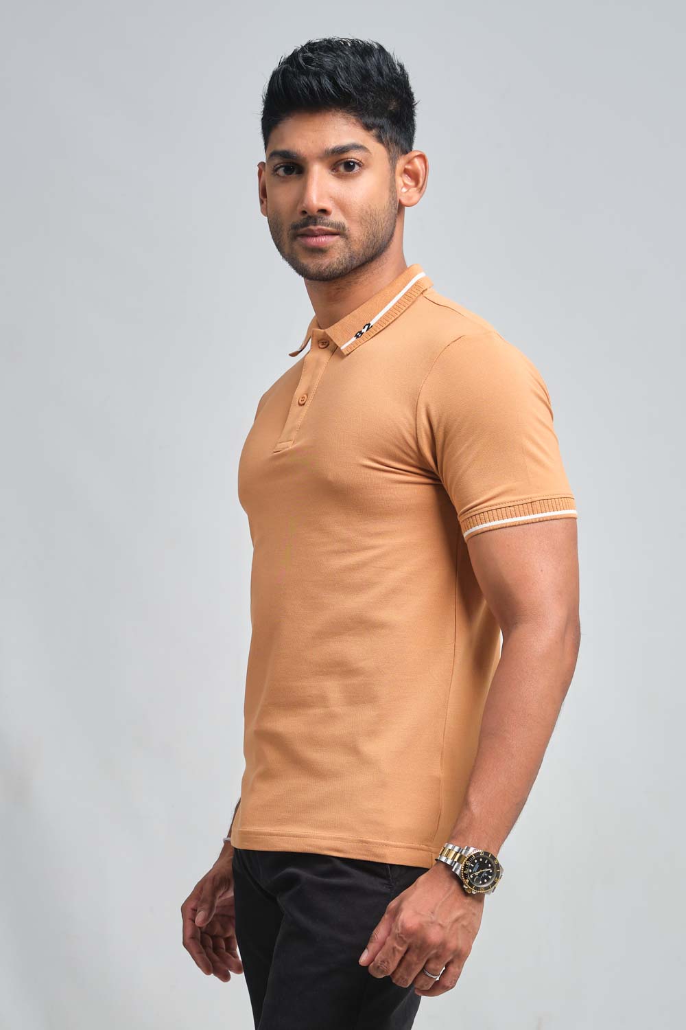 Luxury plain premium cotton with 82 knitted collar, Slim fit polo T-shirt