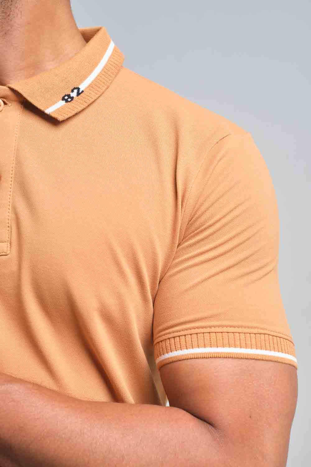 Luxury plain premium cotton with 82 knitted collar, Slim fit polo T-shirt