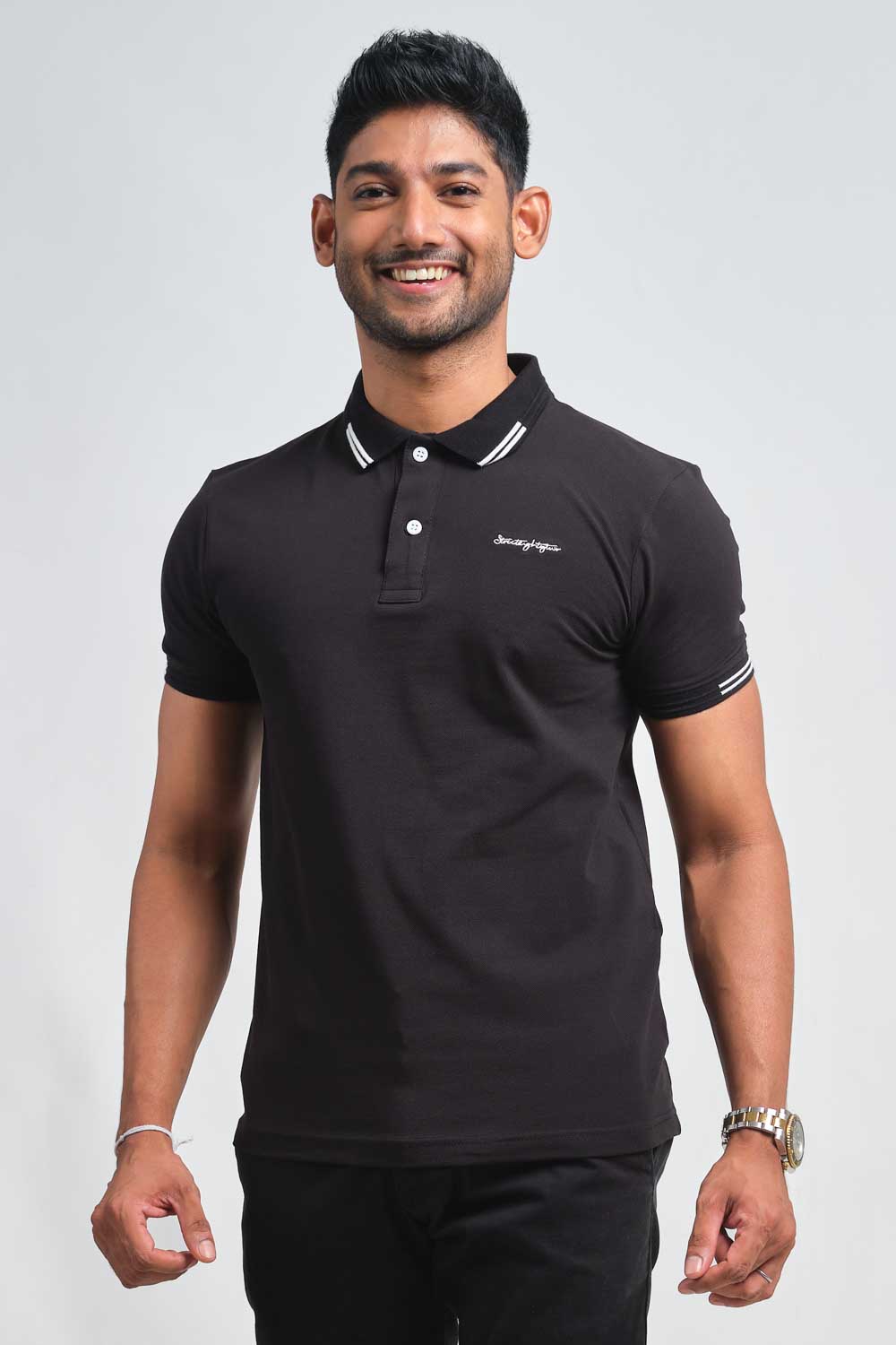Luxury plain premium cotton with signature logo embroidery in chest, Slim fit polo T-shirt