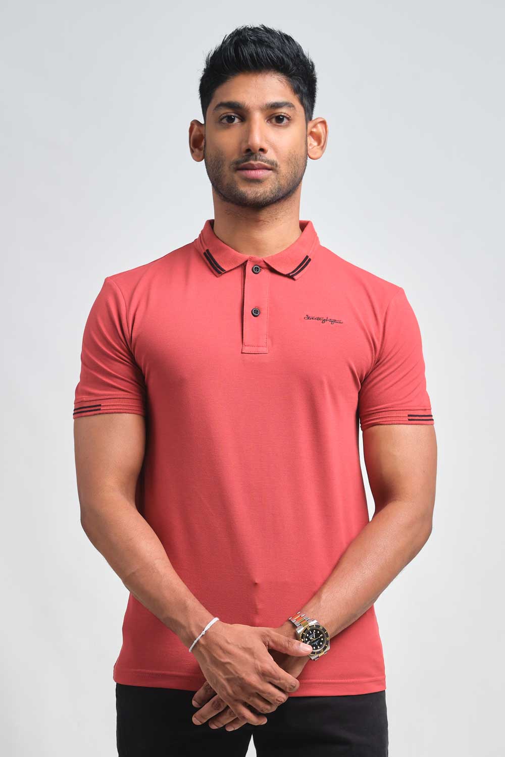 Luxury plain premium cotton with signature logo embroidery in chest, Slim fit polo T-shirt