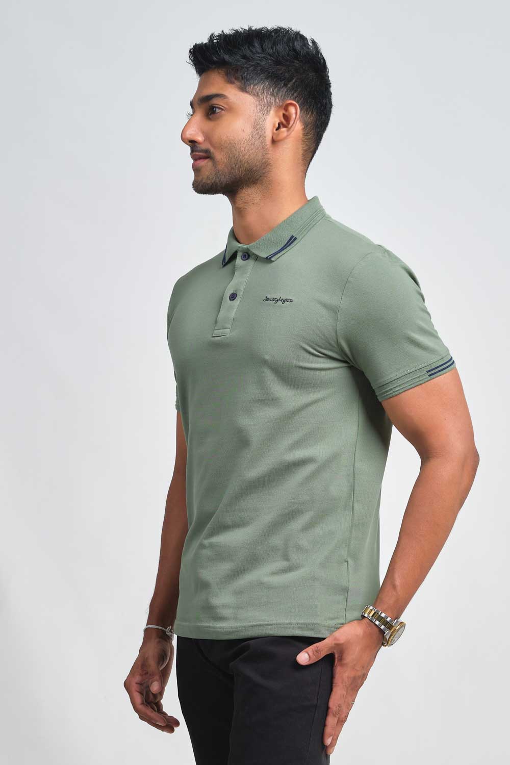 Luxury plain premium cotton with signature logo embroidery in chest, Slim fit polo T-shirt