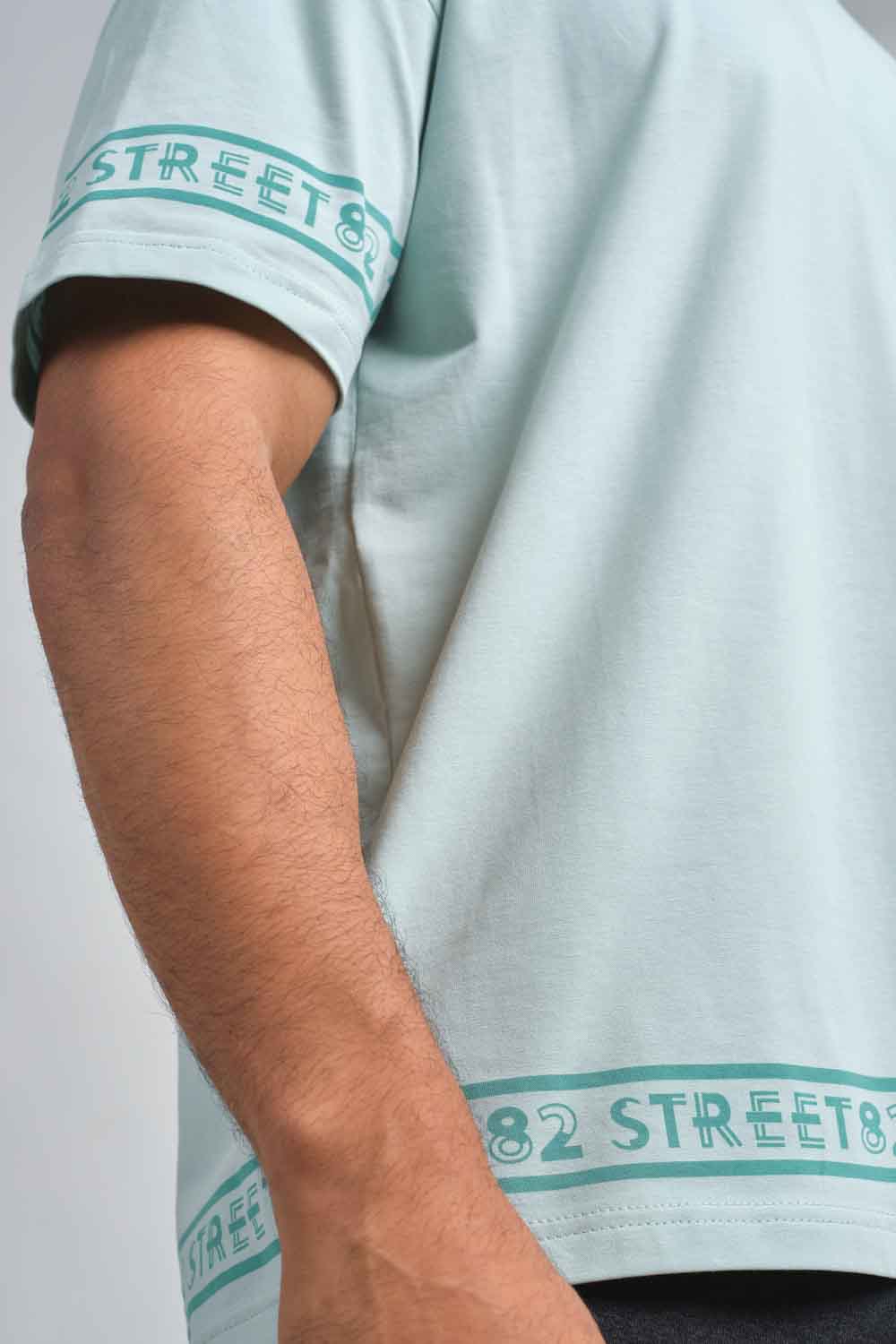 Plain Pastal color Oversize logo print in bottom and sleeves, solid lycra jersey T-shirt