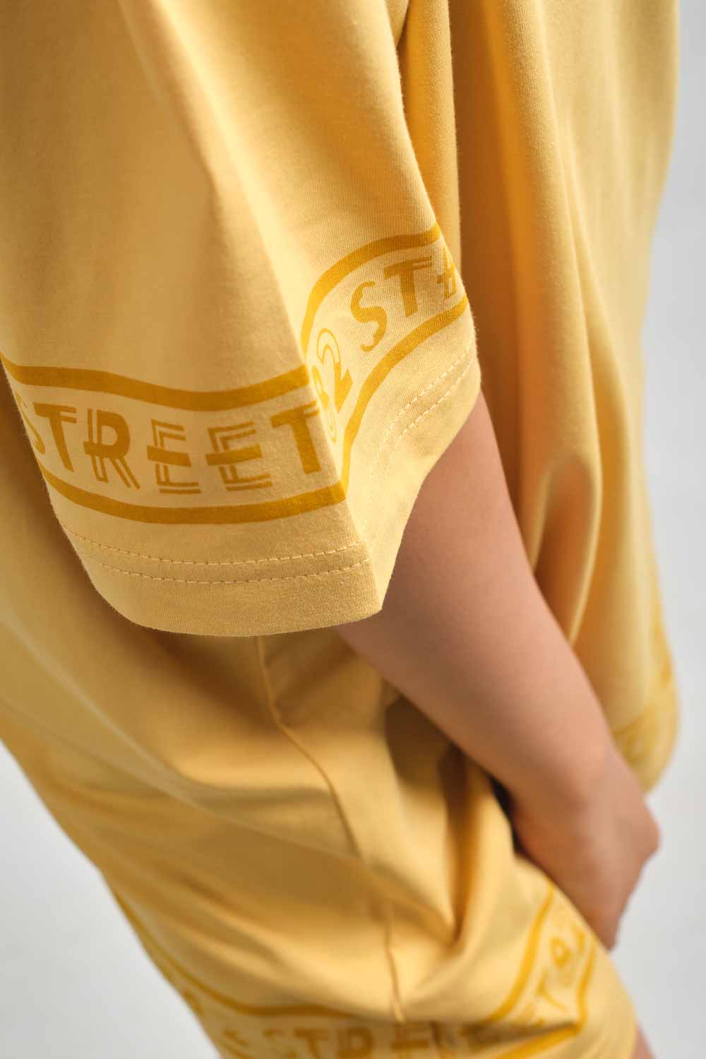 Plain Pastal color Oversize logo print in bottom and sleeves, solid lycra jersey T-shirt