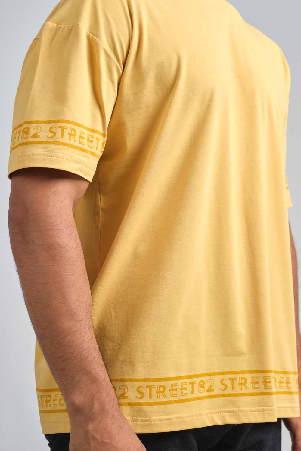 Plain Pastal color Oversize logo print in bottom and sleeves, solid lycra jersey T-shirt