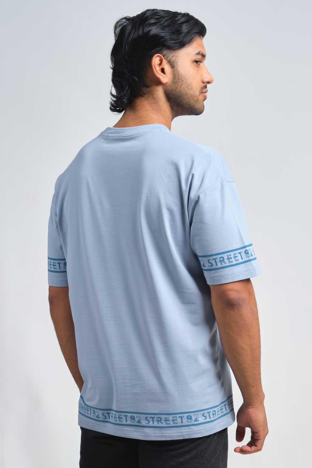 Plain Pastal color Oversize logo print in bottom and sleeves, solid lycra jersey T-shirt