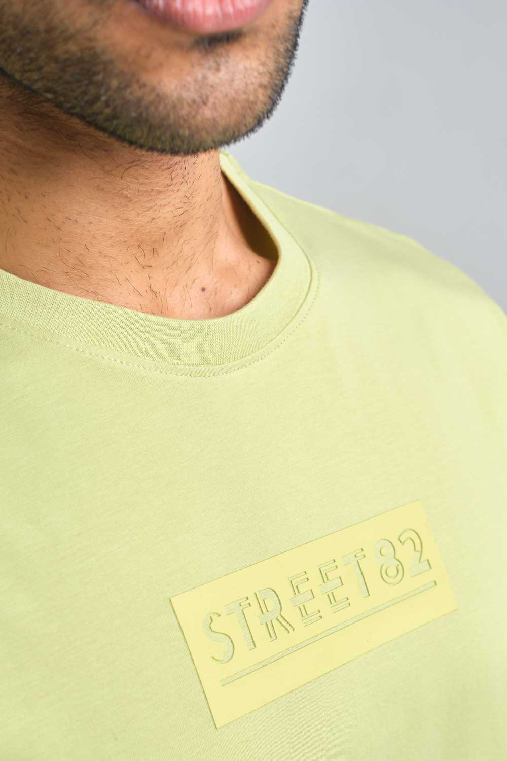 STREET82 Logo - background high build silicon print in front, luxury solid lycra jersey oversize T-shirt