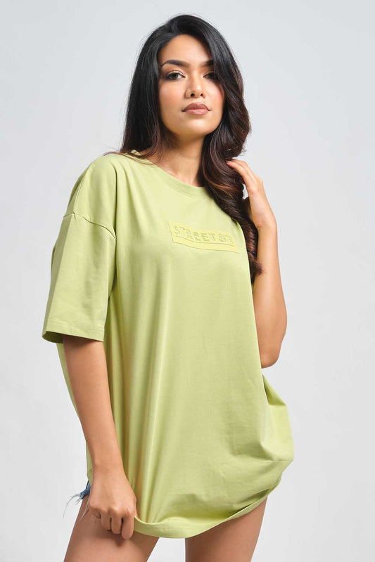 STREET82 Logo - background high build silicon print in front, luxury solid lycra jersey oversize T-shirt