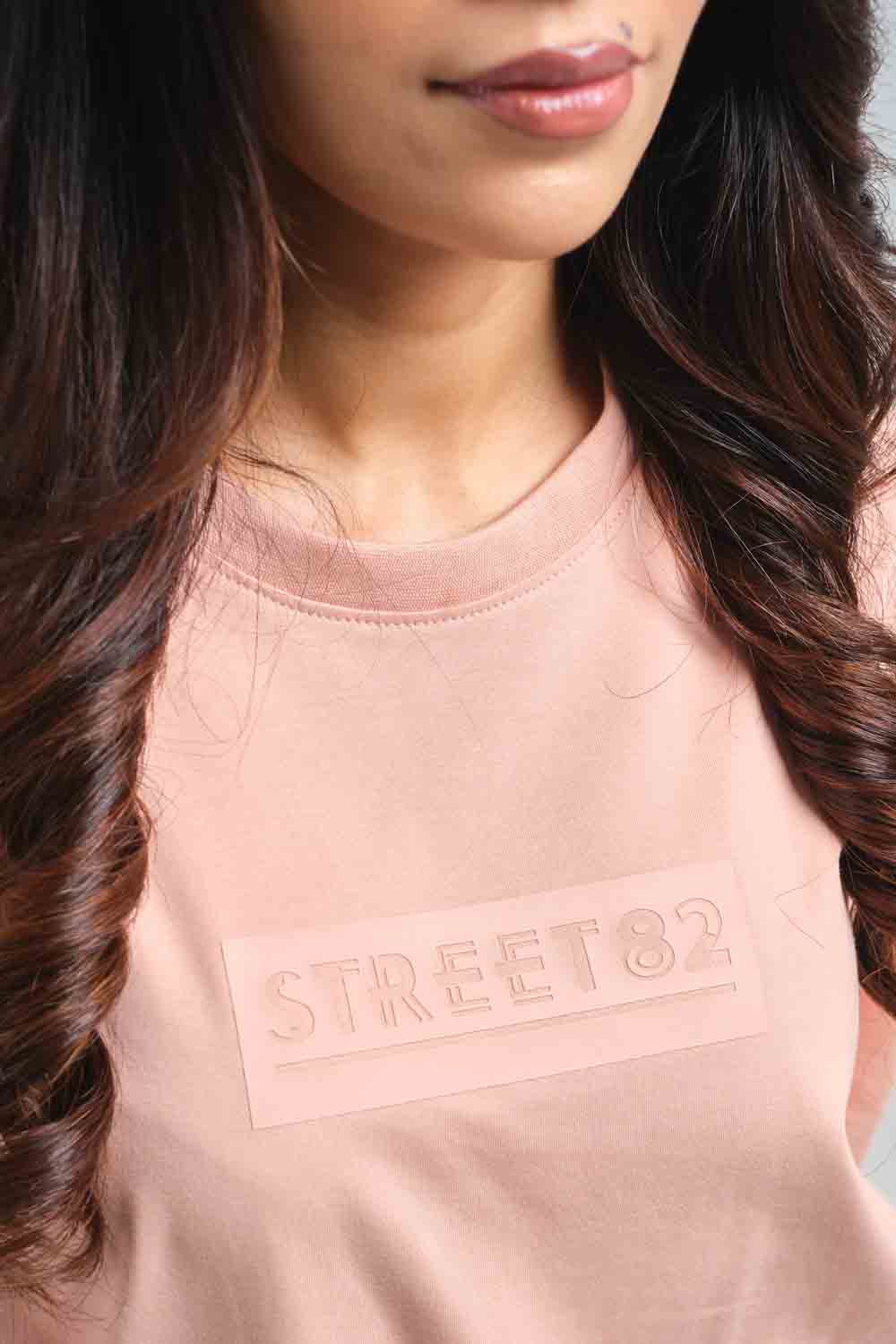 STREET82 Logo - background high build silicon print in front, luxury solid lycra jersey oversize T-shirt