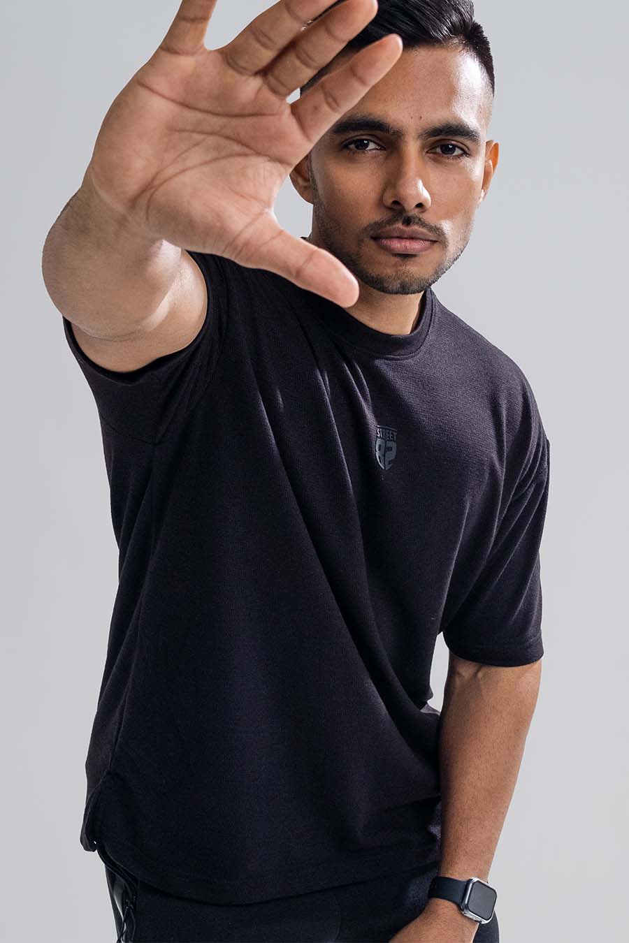 Jacquard fabric Oversize, middle logo print T-shirt
