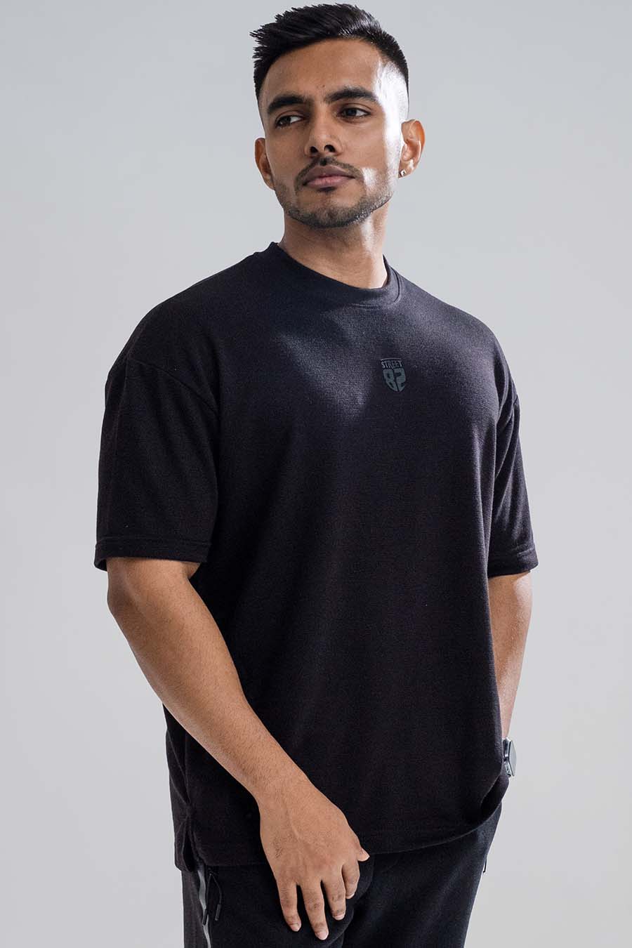 Jacquard fabric Oversize, middle logo print T-shirt