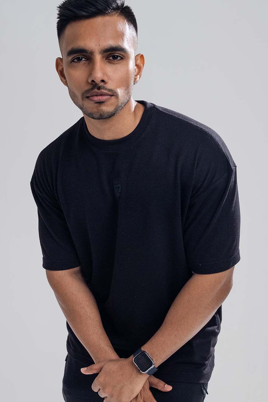 Jacquard fabric Oversize, middle logo print T-shirt