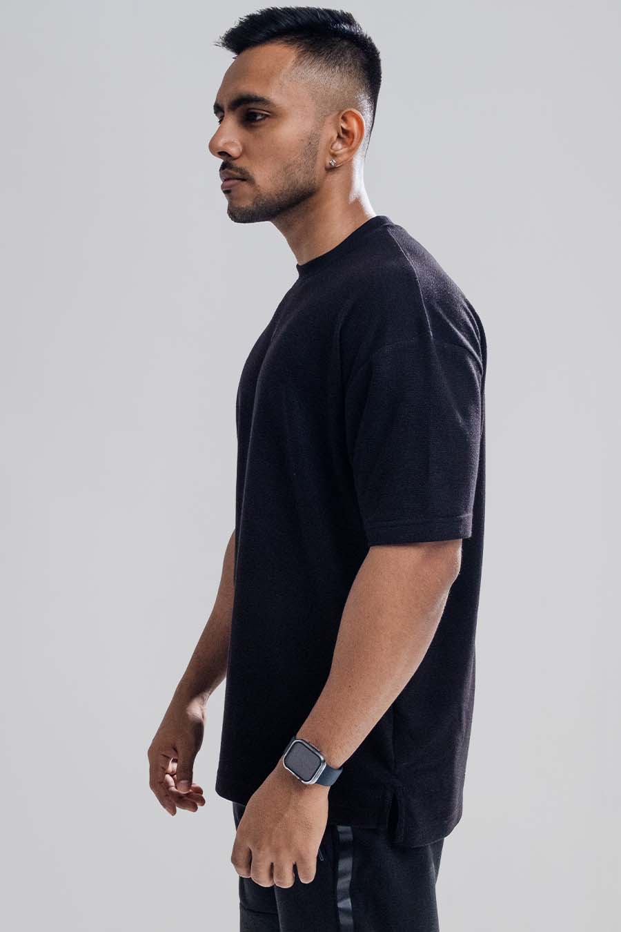 Jacquard fabric Oversize, middle logo print T-shirt