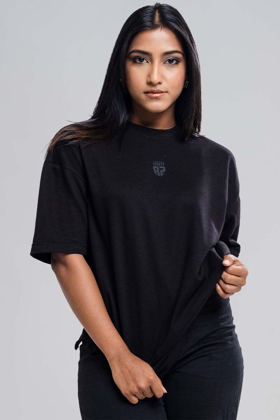 Jacquard fabric Oversize, middle logo print T-shirt