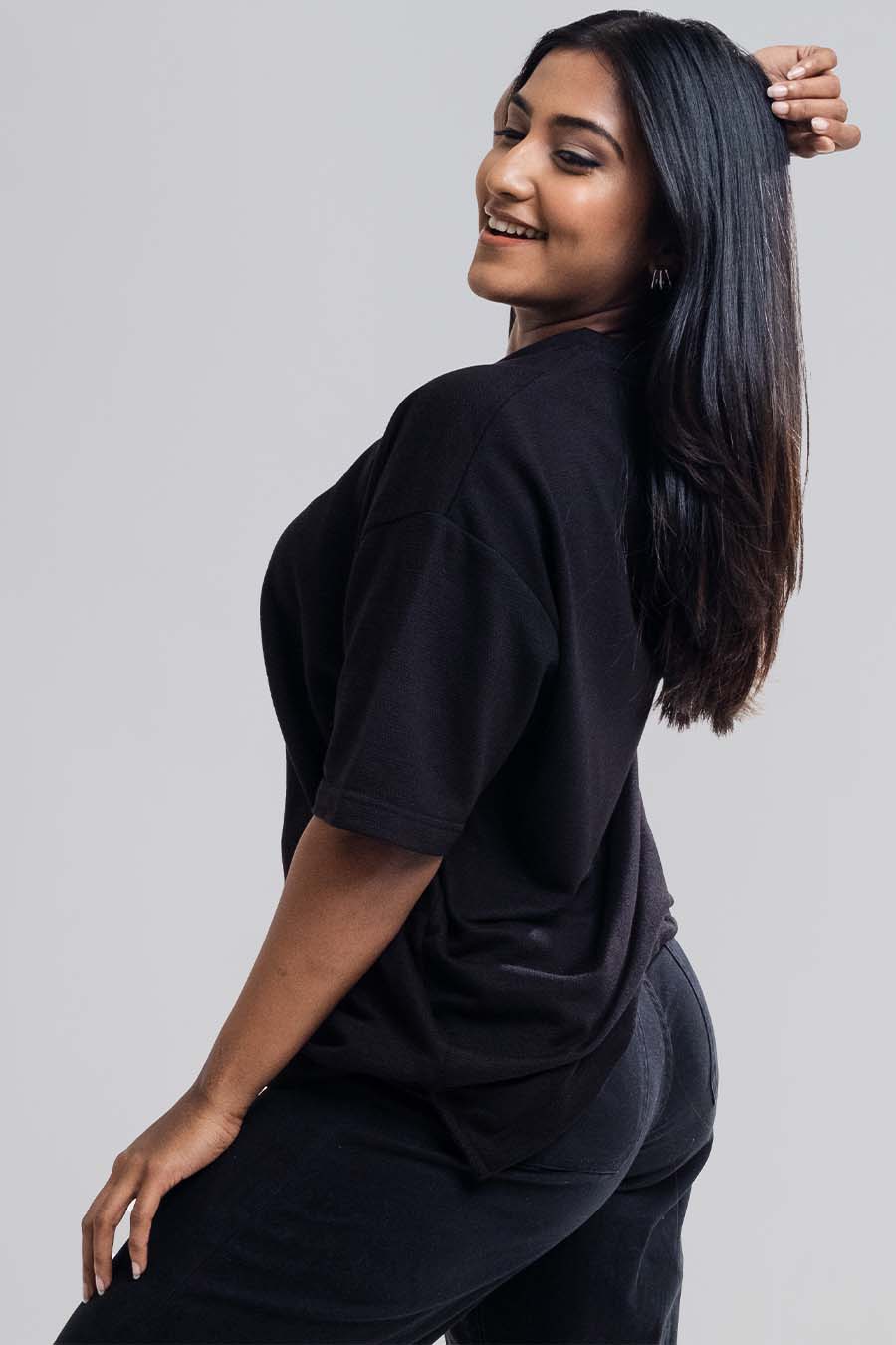 Jacquard fabric Oversize, middle logo print T-shirt