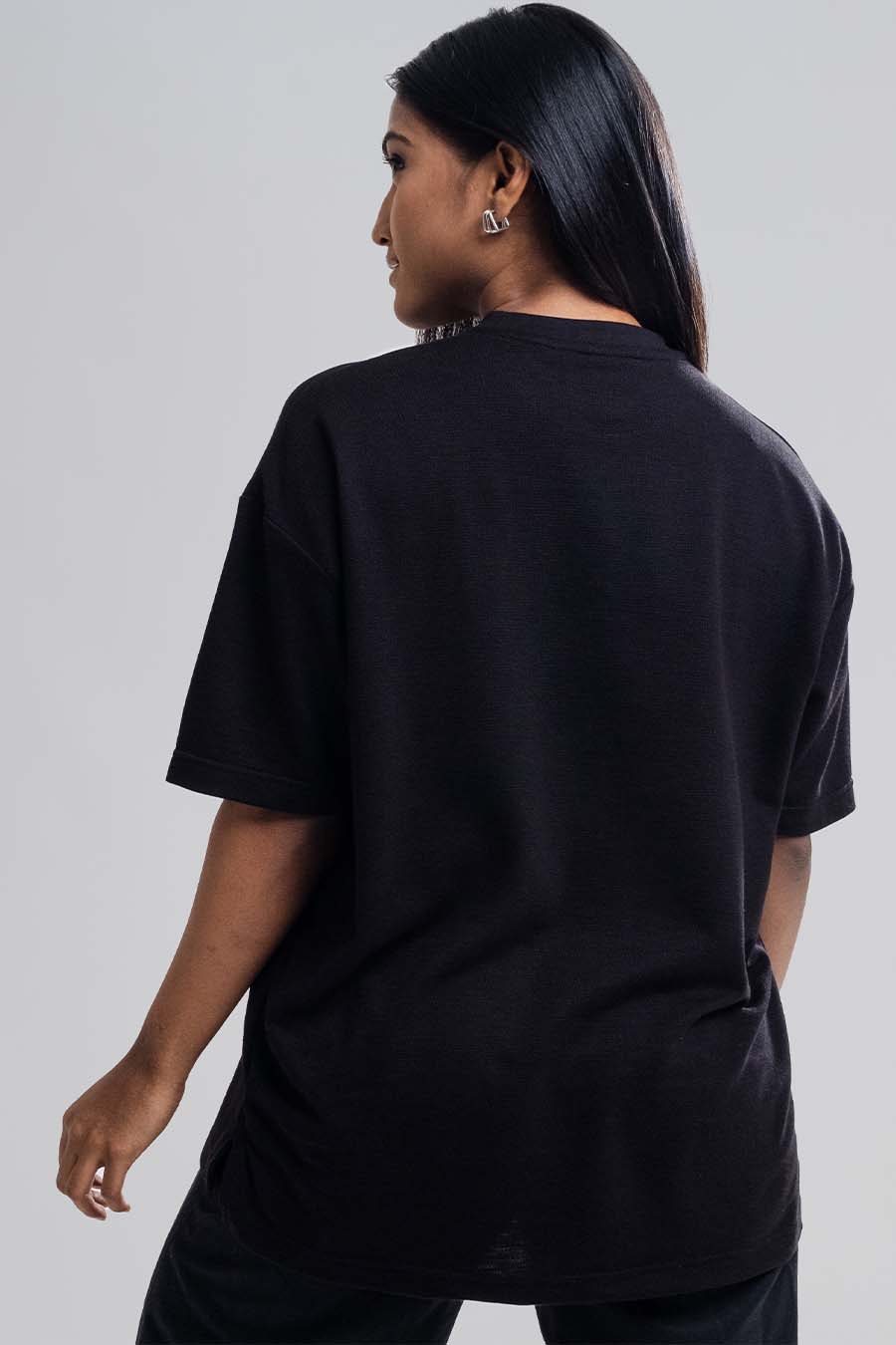 Jacquard fabric Oversize, middle logo print T-shirt