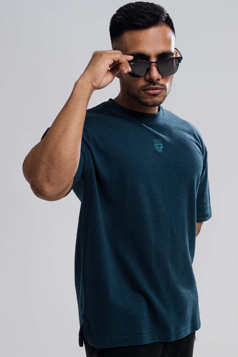 Jacquard fabric Oversize, middle logo print T-shirt
