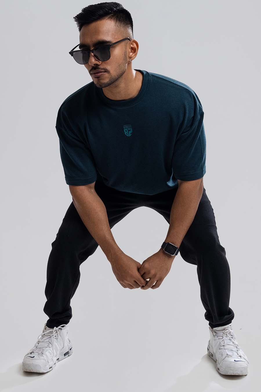 Jacquard fabric Oversize, middle logo print T-shirt