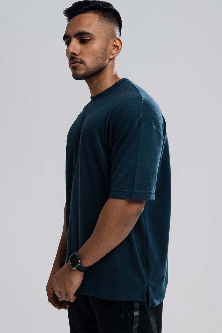 Jacquard fabric Oversize, middle logo print T-shirt