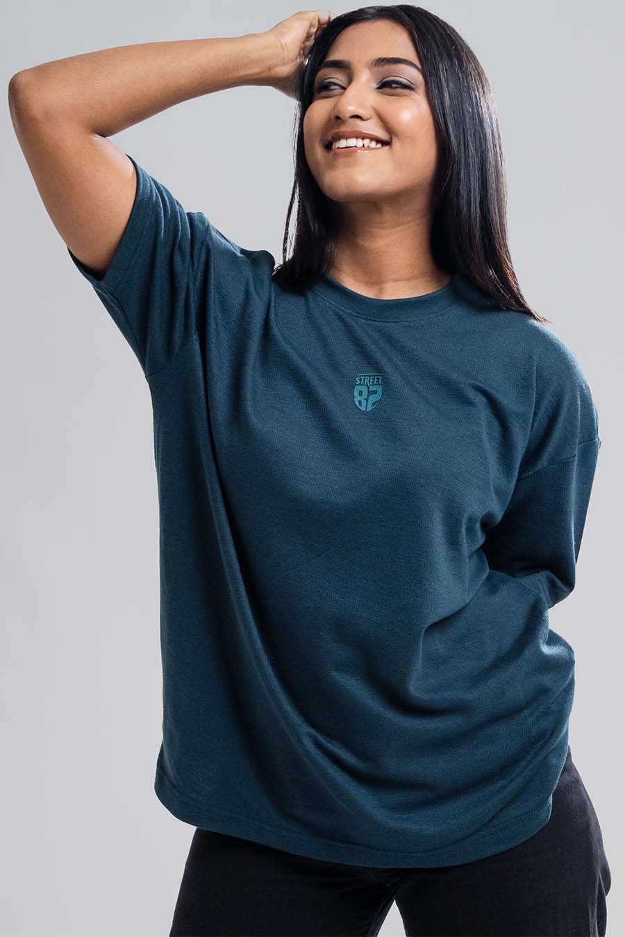 Jacquard fabric Oversize, middle logo print T-shirt