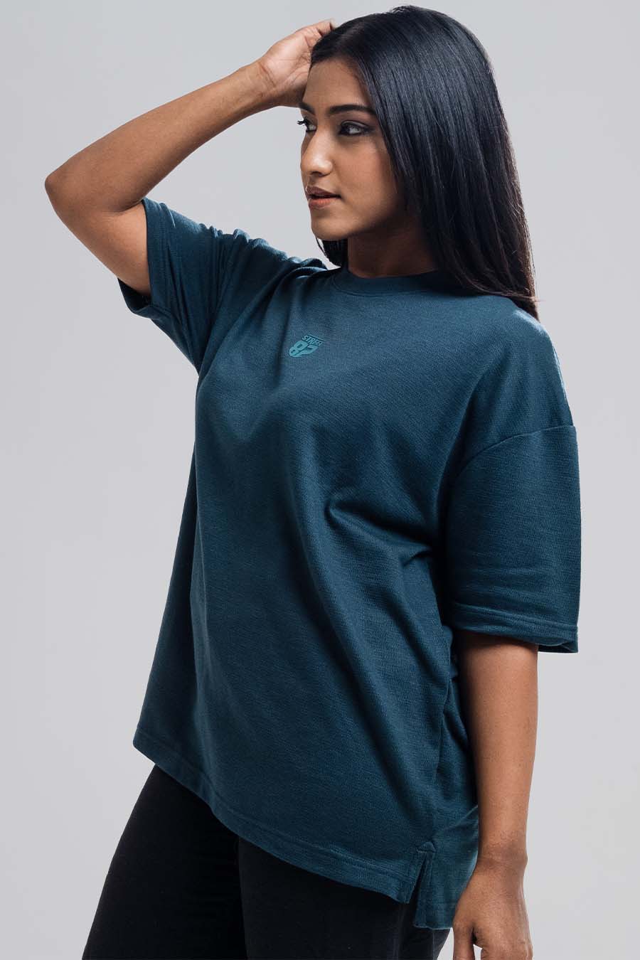 Jacquard fabric Oversize, middle logo print T-shirt
