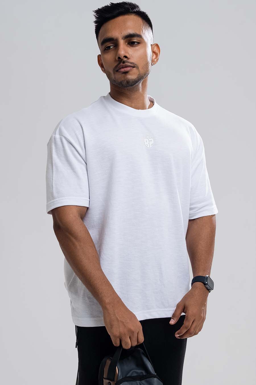 Jacquard fabric Oversize, middle logo print T-shirt